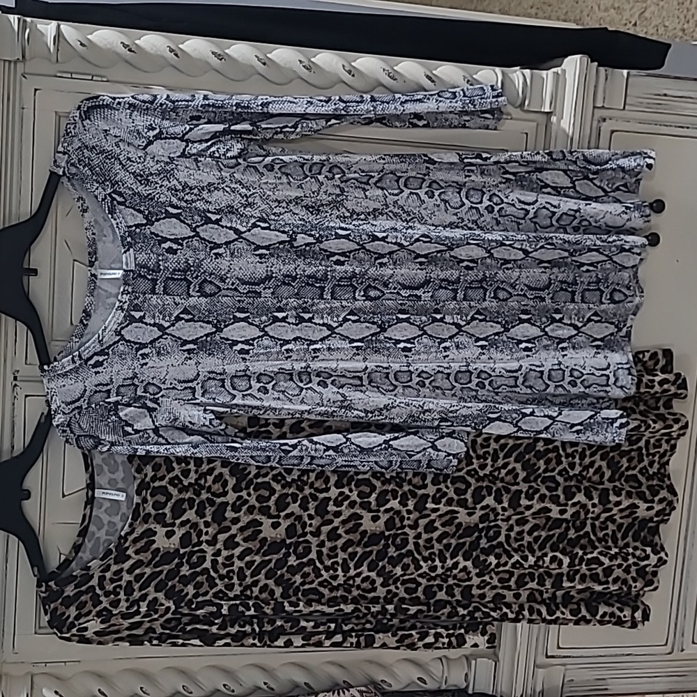 Two Animal Print Dresses / Tunics Long Sleeve